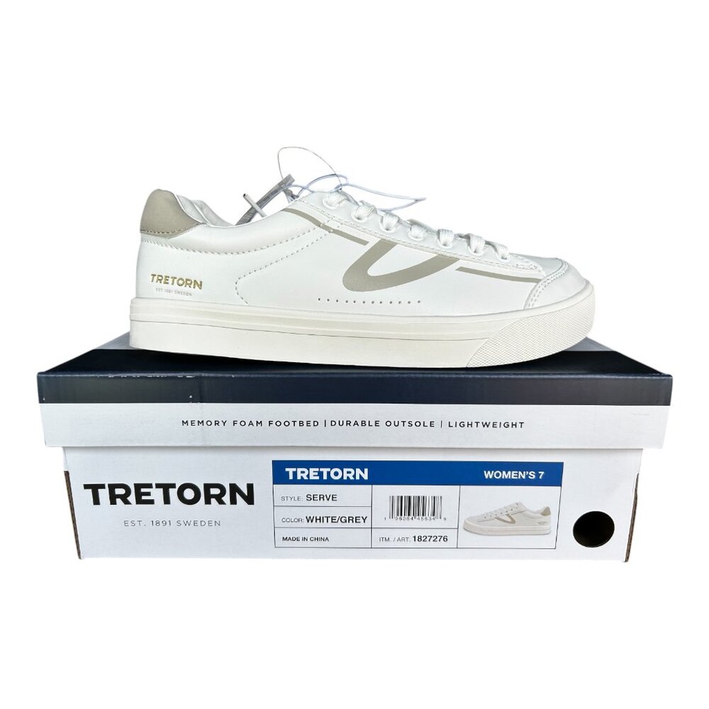 Tretorn women's Hopper Sneaker Memory Foam Lightweight Shoes White Grey size 7